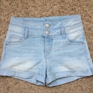 Light wash denim shorts